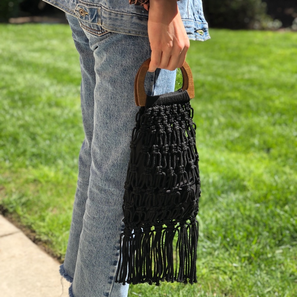 ▪️ BLACK MACRAME TOTE BAG | HANDMADE